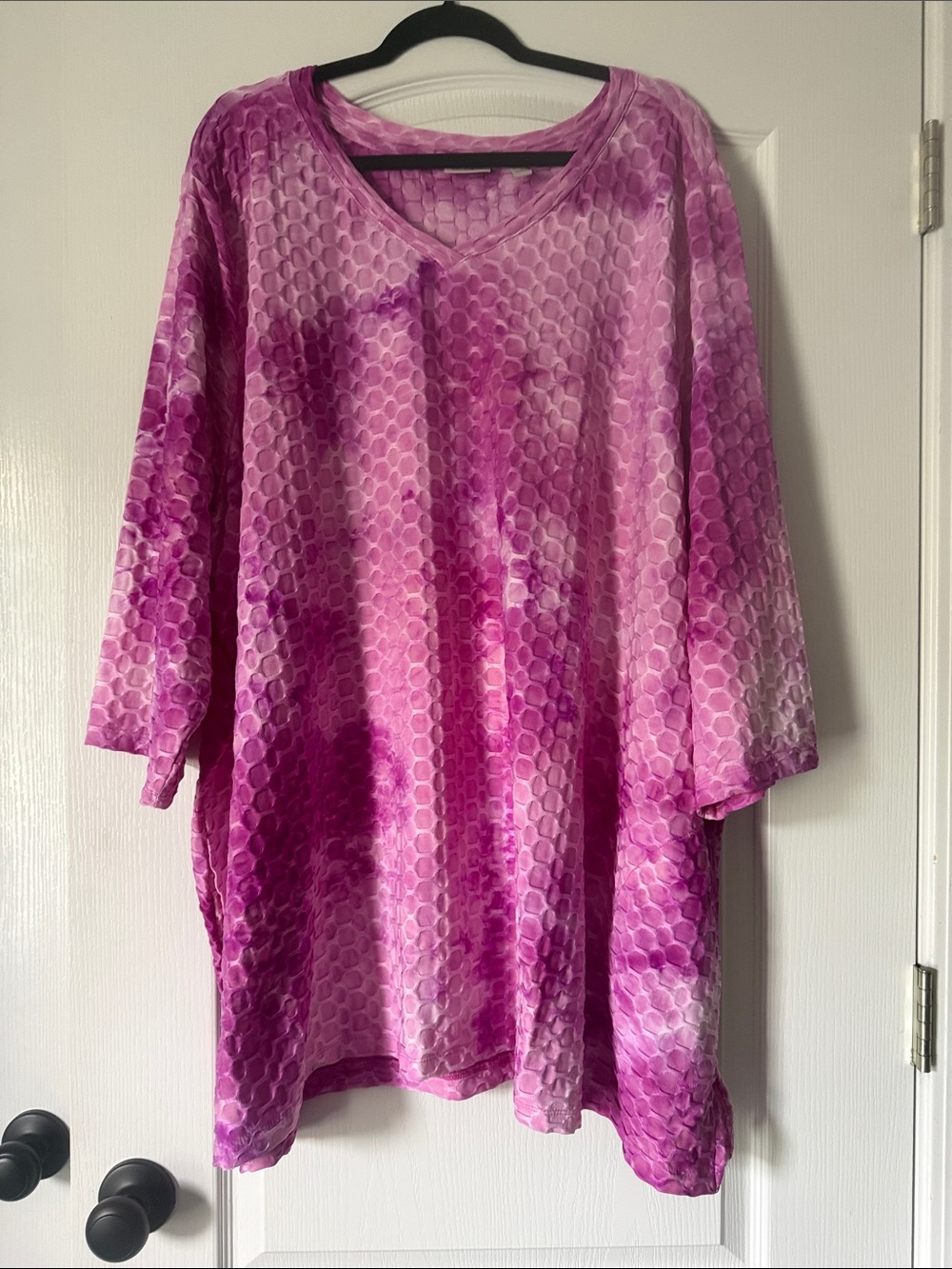 LOGO by Lori Goldstein Purple Tie-Dye V-Neck Tunic Size 5X